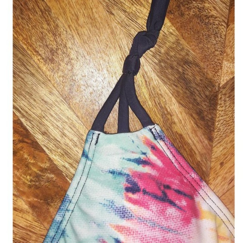 ARIZONA Navy Blue Colorful Tie-Dye Triangle String Y2K Bikini Set - Size S - Picture 5 of 11
